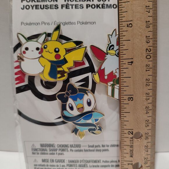 Pokemon TCG Pikachu Delibird & Piplup Holiday Joy Enamel Pin Set Official Badges - Picture 2 of 2
